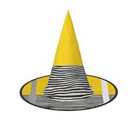GTGHYLHA Mustard Yellow And Black Print Full Screen Printed Oxford Fabric Soft And Comfortable Unisex Carnival Halloween Party Witch Hat