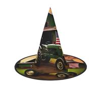 GTGHYLHA Old Tractor Photo Farm Full Screen Printed Oxford Fabric Soft And Comfortable Unisex Carnival Halloween Party Witch Hat