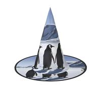 GTGHYLHA Penguins On The Iceberg Full Screen Printed Oxford Fabric Soft And Comfortable Unisex Carnival Halloween Party Witch Hat