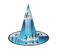 GTGHYLHA Penguins On The Iceberg Printed Full Screen Printed Oxford Fabric Soft And Comfortable Unisex Carnival Halloween Party Witch Hat
