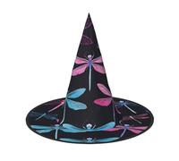 GTGHYLHA Purple Dragonfly Full Screen Printed Oxford Fabric Soft And Comfortable Unisex Carnival Halloween Party Witch Hat