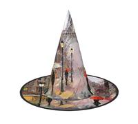 GTGHYLHA Rainy Street In Paris Full Screen Printed Oxford Fabric Soft And Comfortable Unisex Carnival Halloween Party Witch Hat
