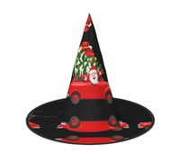 GTGHYLHA Santa In A Car Full Screen Printed Oxford Fabric Soft And Comfortable Unisex Carnival Halloween Party Witch Hat