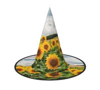 GTGHYLHA Sunflower Field Full Screen Printed Oxford Fabric Soft And Comfortable Unisex Carnival Halloween Party Witch Hat