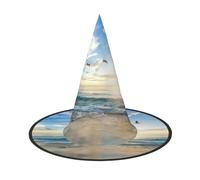 GTGHYLHA The Beach With Sea Birds Full Screen Printed Oxford Fabric Soft And Comfortable Unisex Carnival Halloween Party Witch Hat