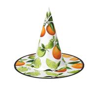 GTGHYLHA Yellow Blossom And Orange Fruits Full Screen Printed Oxford Fabric Soft And Comfortable Unisex Carnival Halloween Party Witch Hat