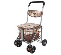 GTGXZX Shopping Trolley Shopping Cart Elderly Shopping Trolley With Seat 4 Wheels Rollator Scooter With Brakes And Adjustable Height Armrests Folding Shopping Trolley Grocery Shopping Cart