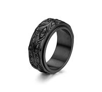 GTHIC Evil Eye Stainless Steel Spinner Ring - All Seeing Eye of Providence for Men Women - Vintage Rotating Relief Anxiety Jewelry Gift - Size 10 Black