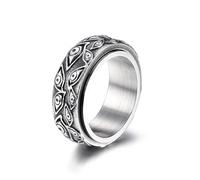 GTHIC Evil Eye Stainless Steel Spinner Ring - All Seeing Eye of Providence for Men Women - Vintage Rotating Relief Anxiety Jewelry Gift - Size 13 Silver