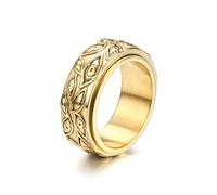 GTHIC Evil Eye Stainless Steel Spinner Ring Eye of Providence All Seeing Eye Ring For Men Women Vintage Rotating Relief Ring Anxiety Jewelry Gifts Size 10 Gold