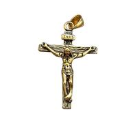 GTHIC Men's Stainless Steel Jesus Christ Crucifix Pendant Necklaces Religion Jewelry Gift, Retro Gold Pendant