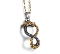 GTHIC Ouroboros Nordic Dragon Pendant Necklace for Men Women, Viking Jewelry with Chain, Metal, No Gemstone