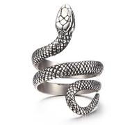 GTHIC Snake Rings for Men Women Gothic Vintage Coiled Snake Cobra Ring Punk Style Animal Serpent Ring Jewelry Gift Silver Size 8