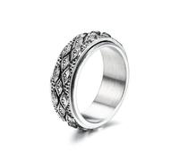 GTHIC Stainless Steel Eye of Providence Spinner Ring for Men Women Silver Non Tarnish Gothic Ring All Seeing Rotating Band Ring Vintage Evil Eye Fidget Rings For Anxiety Jewelry Rings Size 10