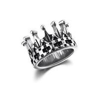 GTHIC Stainless Steel Kingdom Crowns Rings for Women Men Punk King Queen Knight Domineering Rings Jewelry Silver Tone Non Tarnish Statement Rings Gothic Ring Jewelry, Size 13