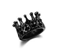 GTHIC Stainless Steel Kingdom Crowns Rings for Women Men Punk King Queen Knight Domineering Rings Jewelry Black Tone Non Tarnish Statement Rings Gothic Ring Jewelry, Size 12