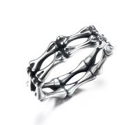 GTHIC Stainless Steel Skull Rings for Women Men Gothic Punk Bone Double Layer Band Rings Jewelry Statement Ring for Wedding Engagement Gift, Size 12