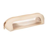 Gthiely Small Double Sided Clear Makeup Bag - Waterproof Portable Makeup Brush Bag PU Leather Travel Makeup Brush Case Cosmetic Organizer Pouch with Zipper for Women Home Travel Office (White)