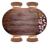 GTHNBDX Wood Texture Background Oval Tablecloth Fitted Elastic Edge with Waterproof Wipeable Table Cover Party and Conference Room Usage, Fits 42"x60" Oval Tables, Style147