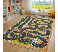 GthreeD Car Racing Track Rug, Soft & Non-Slip Machine Washable, perfect for educational play, learning, discovery, for children's rooms, living rooms, studies, playrooms,120x160 cm