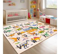 GthreeD Dinosaur Area Rug - 140x200 cm Large, Soft, Washable, Non-Slip, ABC Animal Alphabet Playroom Carpet Mat for Kids, Bedroom, Nursery, Educational Decor