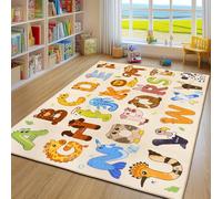 GthreeD Kids Playmat Rug Alphabet Animals - Soft Non-Slip Beige 120x160 cm