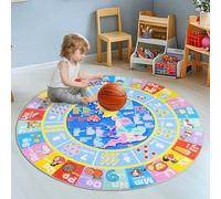 GthreeD Kids Rugs for Playroom - Round 120 cm Soft & Non-Slip Educational Rug for Learning ABC Alphabet, Numbers, Shapes & Map, Washable Classroom Rug for Toddler Nursery & Kids Room Decor.