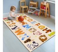 GthreeD Kids Rugs for Playroom - Soft & Non-Slip 80x150 cm Educational Rug for Learning ABC Alphabet & Animals, Washable Classroom Rug for Toddler Nursery & Kids Room Decor.