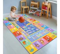 GthreeD Kids Rugs for Playroom - Soft & Non-Slip 80x150 cm Educational Rug for Learning ABC Alphabet, Numbers, Shapes & Map, Washable Classroom Rug for Toddler Nursery & Kids Room Decor.