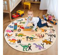 GthreeD Round Kids Play Rug Dinosaurs Round 120 cm Soft & Non-Slip Soft Crawling Play Mat for Children Toddlers Bedroom Playing and Learning,Washable Classroom Rug.