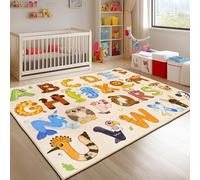 GthreeD Rugs for Playroom,Educational Rug for Learning ABC Alphabet & Animals,Soft & Non-Slip Machine Washable,Ideal for Exploration Game Perfect for Living Room Decor,160x230 cm