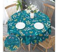 GthreeD Table Cloth Round 150cm for Spring-summer Anti-wrinkle Waterproof and Stain-resistant Polyester Floral Tablecloths Great for Dinner Parties Picnics Garden (green, Round 150cm(60in))