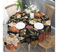 GthreeD Table Cloth Round 150cm Wipeable Tablecloths Waterproof Stain-resistant Polyester Outdoor Floral Tablecloths for Cafe Restaurant Picnic Garden Decoration