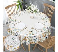 GthreeD Table Cloth Round 150cm Wipeable Tablecloths Waterproof Stain-resistant Polyester Outdoor Floral Tablecloths for Cafe Restaurant Picnic Garden Decoration