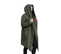 GTHTTT Mens Hooded Poncho Cape Cloak Long Cardigan Open Front Draped Lightweight Shawl Windbreaker Leisure Coats Jackets,Green,3XL