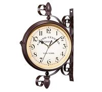 GTHTUHFD 10In Vintage Double Sided Wall Clock Iron Metal Silent Quiet Grand Central Station Wall Clock Art Clock Decorative Double Faced Wall Clock