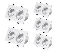 GTHTUHFD 2 Heads Square Recessed Led Downlight Set Of 5,Adjustable Angle White Cob Eyeball Ceilling Potlight 10W,20W,30W,40W High Brightness Bull'S Eye Can Lights 3000K-6000K,10w-6000k