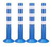 GTHTUHFD 29.5In H Safety Bollard In Plastic, Flexible Traffic Caution Delineator Posts, Driveway Parking Barrier Poles With Reflective Band, Night Visual Safety Cones,Blue-4Pcs