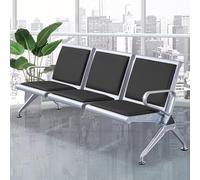 GTHTUHFD 3 Seat Reception Chairs for Guest Reception, Airport Reception Chairs with Arms, Barber Bank Hall Airport Furniture,Black