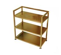 GTHTUHFD 3-Tier Beauty Salon Trolley - Heavy-Duty Rolling Cart For Kitchen, Salon, Restaurant & Bar - Industrial Service Cart For Beauty Professionals & Home Use,Golda-60x30x65cm