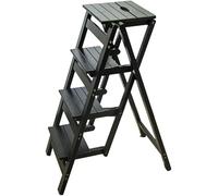 GTHTUHFD 4 Step Folding Portable Ladder Stool With Solid Wood Seat Indoor Climbing Chair For Safety And Convenience,D