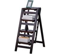 GTHTUHFD 4 Step Folding Portable Wooden Ladder Stool With Shelf Seat For Library/Kitchen/Office Multifunctional Space Saving Chair,D