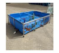 GTHTUHFD Above Ground Large Aquarium Tank For Koi & Turtle Farming - Clear Viewing Window, Pvc Canvas Liner & Steel Frame - Outdoor Fish Pond,Blue-150x100x61cm