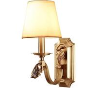 GTHTUHFD American Wall Lamp Retro Copper Gold Wall Lamp Simple Fabric Lampshade Bedside Wall Light For Bedroom Living Room Wall Lights Wall Sconces