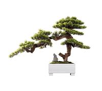 GTHTUHFD Artifical Tree Artificial Potted Plants Chinese Simulation Welcoming Pine Bonsai Living Room Porch Simple Green Pine Tree With White Ceramic Flower Pot Artificial Tree In