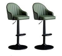 GTHTUHFD Bar Stool Kitchen Dining Cafe Chair Counter Height Bar Stools Adjustable Counter Height Chairs Lounge Kitchen Bar Chairs With Back And Footrest,For Kitchen, Living Room,black feet green