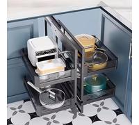 GTHTUHFD Blind Corner Pull-Out Shelves For Kitchen Cabinets Stainless Steel Chrome Nizer With 4 Baskets Left Or Right Opening Maximize Storage & Accessibility.,A-900mm