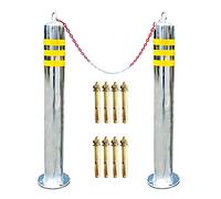 GTHTUHFD Bollard Post, Safety Bollard,Parking Barriers Metal Security Posts For Driveways,2-Pack Bollard Postwith 5M Plastic Chain And Expansion Screws For Parking Area 800x89mm