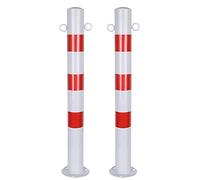 GTHTUHFD Bollard Post, Safety Bollard,Security Post Barrier With Reflective Band,Driveways Traffic Delineator Posts,Parking Barrier Parking Post For Traffic-Sensitive Red and White-4Pcs