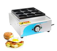 GTHTUHFD Burger Maker Machine 9-Cup Omelet Pan, Commercial Hamburger Meat Maker, Non-Stick Stainless Steel Egg Burger Machine With Temperature Control Knob
